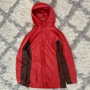 columbia rain jacket women medium Waterproof Outdoor Camping Packable Hiking Red